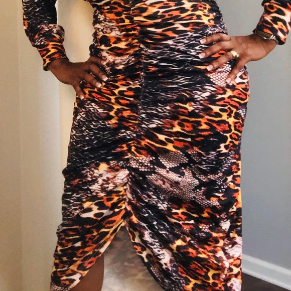 Multi Animal Print Sheath Rouge Dress - Picture 4 of 5